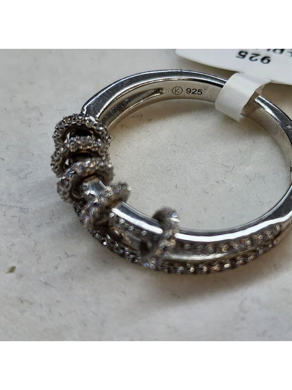 Last One Sterling Silver 925 Twisted Design Sparkling Band - Picture 6 of 8